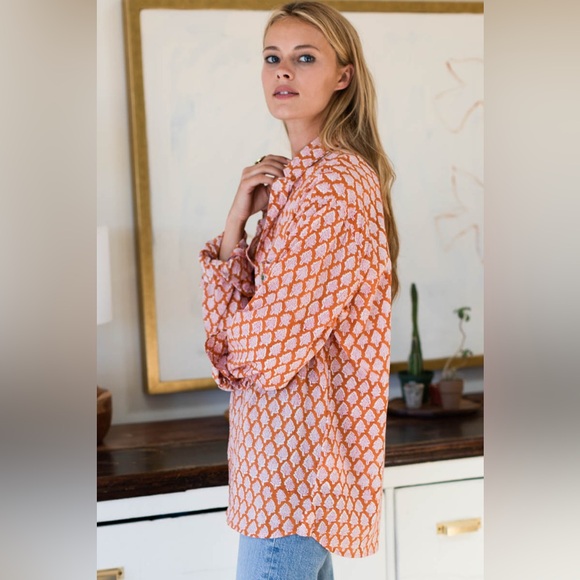 Emerson Fry Orange and White Patterned Blouse - Picture 3 of 16
